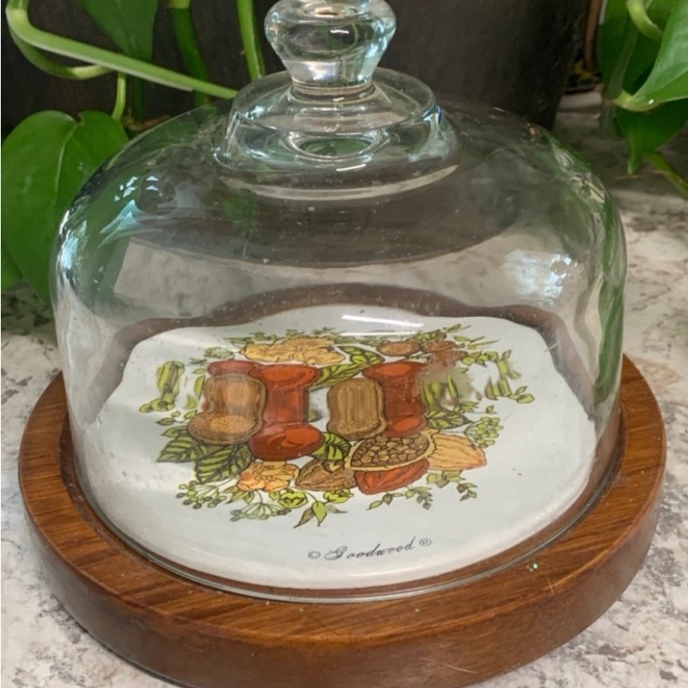 Vintage Goodwood Cheese tray. teak wood, glass done. Possibly spice of life.